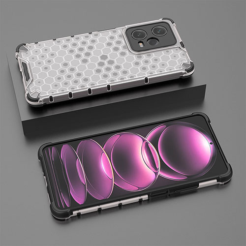 Silicone Transparent Frame Case Cover 360 Degrees AM2 for Xiaomi Redmi Note 12 Pro 5G White