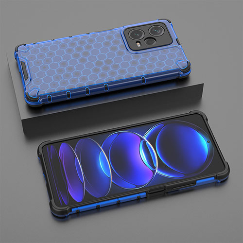 Silicone Transparent Frame Case Cover 360 Degrees AM2 for Xiaomi Redmi Note 12 Pro+ Plus 5G Blue