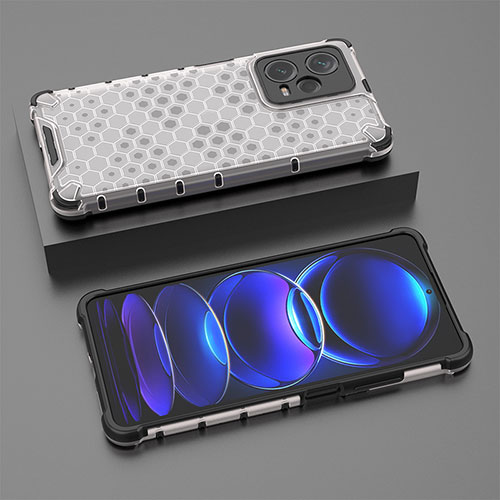 Silicone Transparent Frame Case Cover 360 Degrees AM2 for Xiaomi Redmi Note 12 Pro+ Plus 5G White