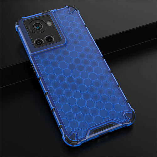 Silicone Transparent Frame Case Cover 360 Degrees AM3 for OnePlus 10R 5G Blue