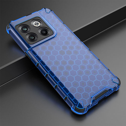 Silicone Transparent Frame Case Cover 360 Degrees AM3 for OnePlus 10T 5G Blue