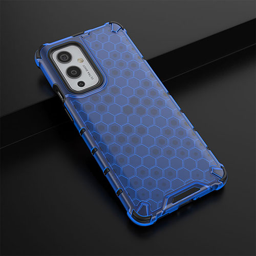 Silicone Transparent Frame Case Cover 360 Degrees AM3 for OnePlus 9 5G Blue