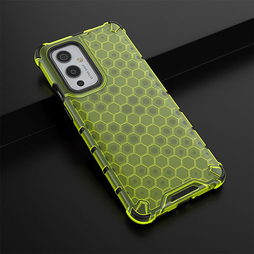 Silicone Transparent Frame Case Cover 360 Degrees AM3 for OnePlus 9 5G Green