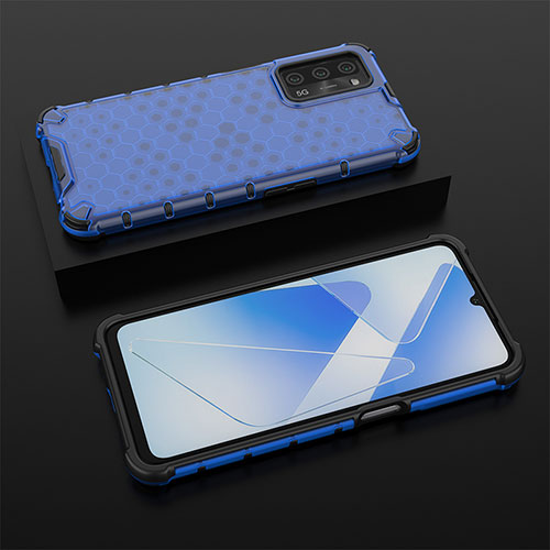 Silicone Transparent Frame Case Cover 360 Degrees AM3 for Oppo A53s 5G Blue