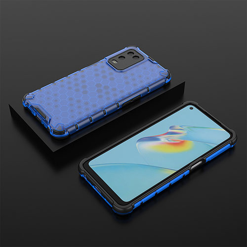 Silicone Transparent Frame Case Cover 360 Degrees AM3 for Oppo A54 4G Blue