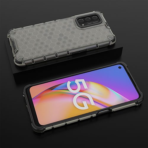 Silicone Transparent Frame Case Cover 360 Degrees AM3 for Oppo A54 5G Black