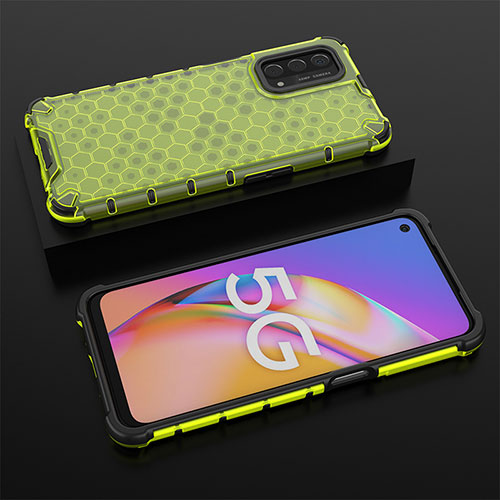 Silicone Transparent Frame Case Cover 360 Degrees AM3 for Oppo A54 5G Green