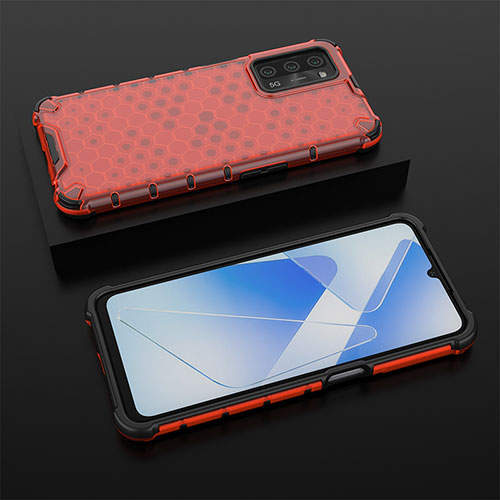 Silicone Transparent Frame Case Cover 360 Degrees AM3 for Oppo A55 5G Red