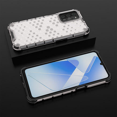 Silicone Transparent Frame Case Cover 360 Degrees AM3 for Oppo A55 5G White