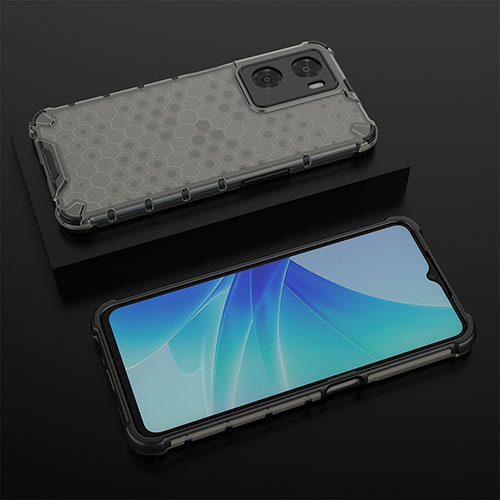 Silicone Transparent Frame Case Cover 360 Degrees AM3 for Oppo A57s Black