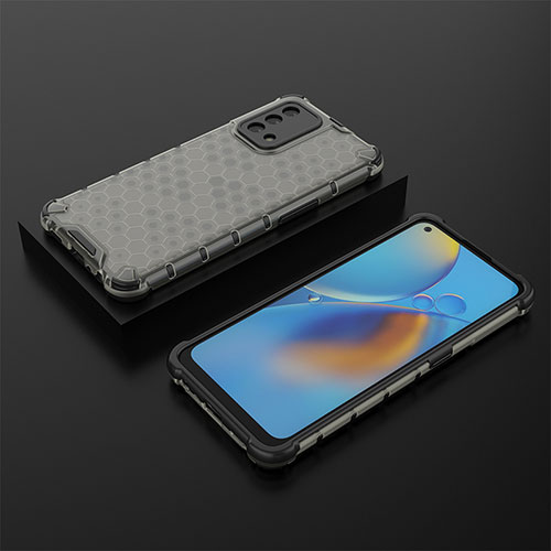 Silicone Transparent Frame Case Cover 360 Degrees AM3 for Oppo A74 4G Black