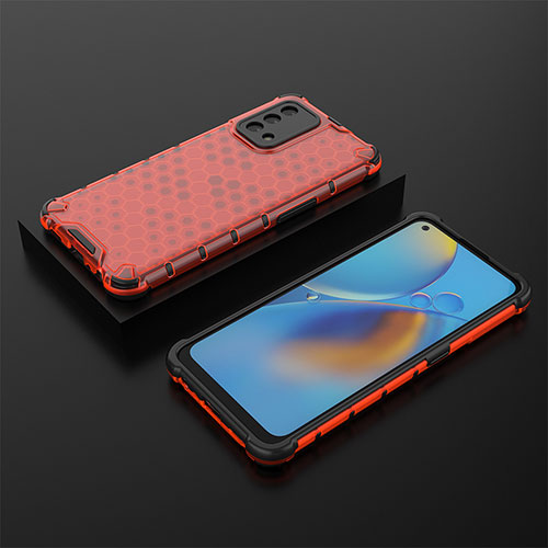 Silicone Transparent Frame Case Cover 360 Degrees AM3 for Oppo A74 4G Red