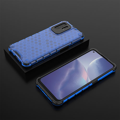 Silicone Transparent Frame Case Cover 360 Degrees AM3 for Oppo A95 5G Blue