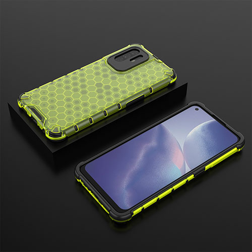 Silicone Transparent Frame Case Cover 360 Degrees AM3 for Oppo A95 5G Green