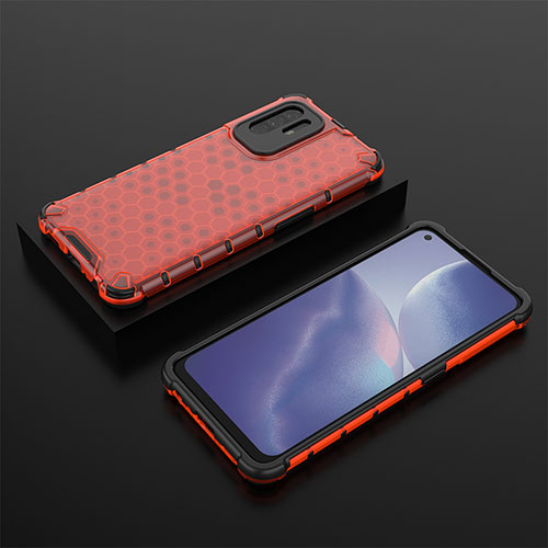 Silicone Transparent Frame Case Cover 360 Degrees AM3 for Oppo A95 5G Red