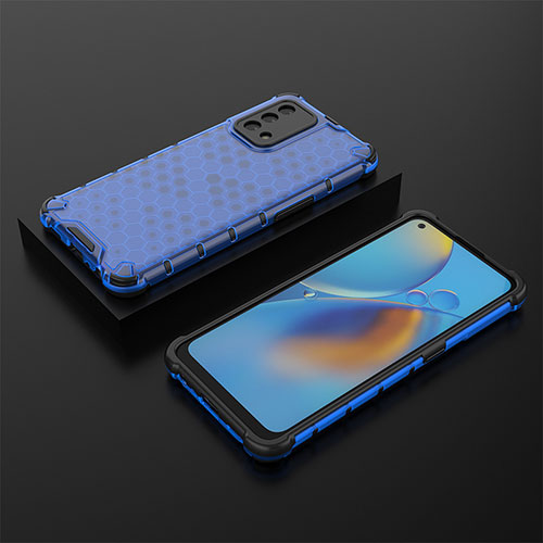 Silicone Transparent Frame Case Cover 360 Degrees AM3 for Oppo F19 Blue