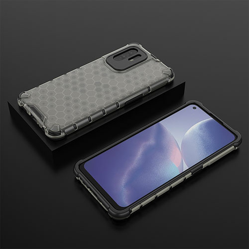 Silicone Transparent Frame Case Cover 360 Degrees AM3 for Oppo F19 Pro+ Plus 5G Black