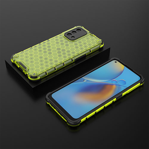 Silicone Transparent Frame Case Cover 360 Degrees AM3 for Oppo F19s Green
