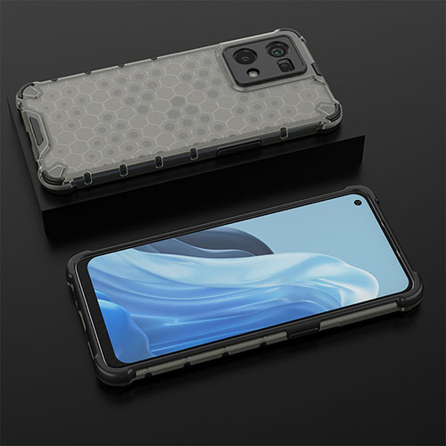 Silicone Transparent Frame Case Cover 360 Degrees AM3 for Oppo F21s Pro 4G Black