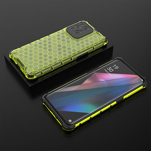 Silicone Transparent Frame Case Cover 360 Degrees AM3 for Oppo Find X3 5G Green