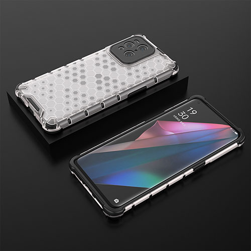 Silicone Transparent Frame Case Cover 360 Degrees AM3 for Oppo Find X3 5G White