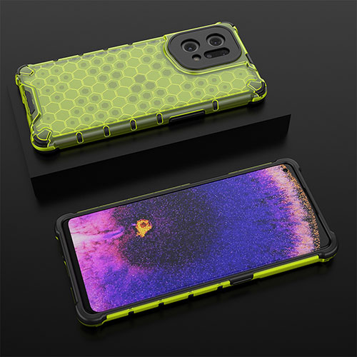 Silicone Transparent Frame Case Cover 360 Degrees AM3 for Oppo Find X5 5G Green