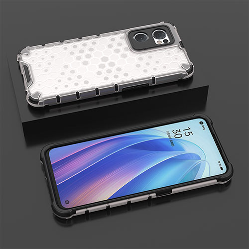 Silicone Transparent Frame Case Cover 360 Degrees AM3 for Oppo Find X5 Lite 5G White
