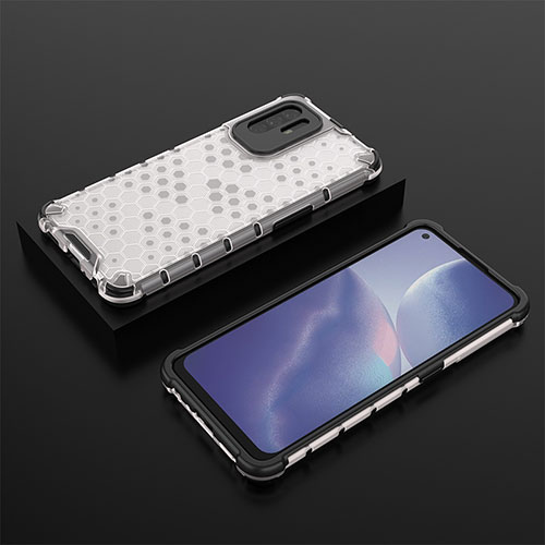 Silicone Transparent Frame Case Cover 360 Degrees AM3 for Oppo Reno5 Z 5G White
