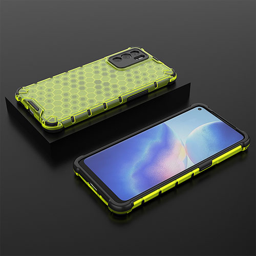 Silicone Transparent Frame Case Cover 360 Degrees AM3 for Oppo Reno6 5G Green