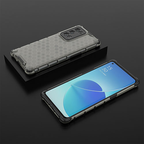 Silicone Transparent Frame Case Cover 360 Degrees AM3 for Oppo Reno6 Pro 5G Black