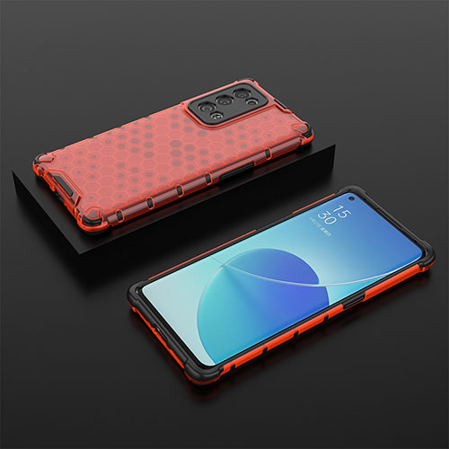 Silicone Transparent Frame Case Cover 360 Degrees AM3 for Oppo Reno6 Pro 5G Red