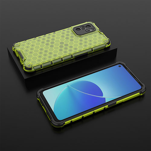 Silicone Transparent Frame Case Cover 360 Degrees AM3 for Oppo Reno6 Z 5G Green