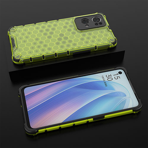 Silicone Transparent Frame Case Cover 360 Degrees AM3 for Oppo Reno7 Pro 5G Green