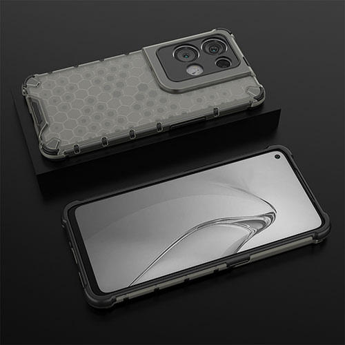 Silicone Transparent Frame Case Cover 360 Degrees AM3 for Oppo Reno8 Pro+ Plus 5G Black