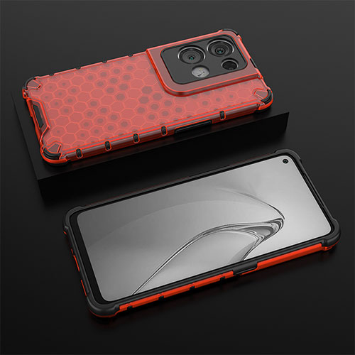 Silicone Transparent Frame Case Cover 360 Degrees AM3 for Oppo Reno8 Pro+ Plus 5G Red