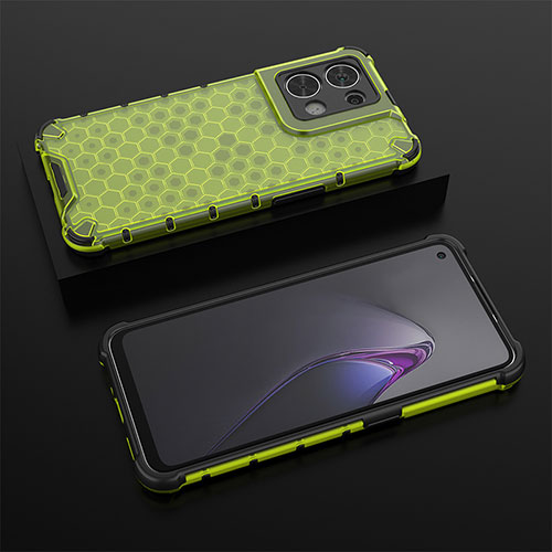 Silicone Transparent Frame Case Cover 360 Degrees AM3 for Oppo Reno9 Pro 5G Green