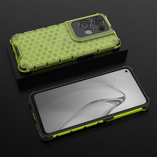 Silicone Transparent Frame Case Cover 360 Degrees AM3 for Oppo Reno9 Pro+ Plus 5G Green