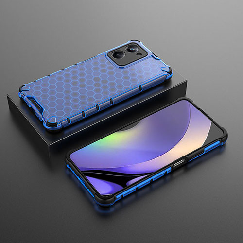 Silicone Transparent Frame Case Cover 360 Degrees AM3 for Realme 10 Pro 5G Blue