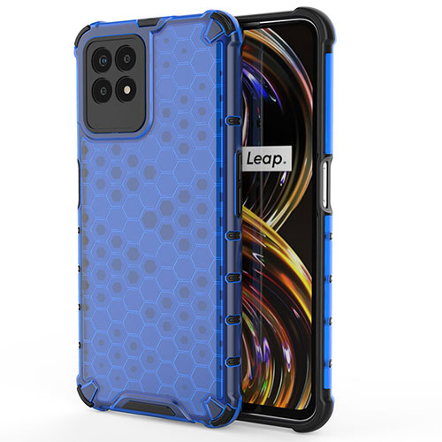 Silicone Transparent Frame Case Cover 360 Degrees AM3 for Realme 8i Blue