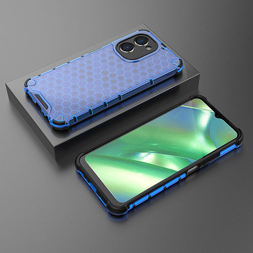 Silicone Transparent Frame Case Cover 360 Degrees AM3 for Realme C33 Blue