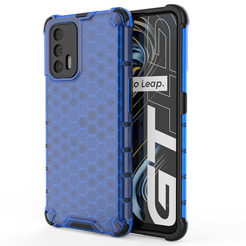 Silicone Transparent Frame Case Cover 360 Degrees AM3 for Realme GT Master 5G Blue