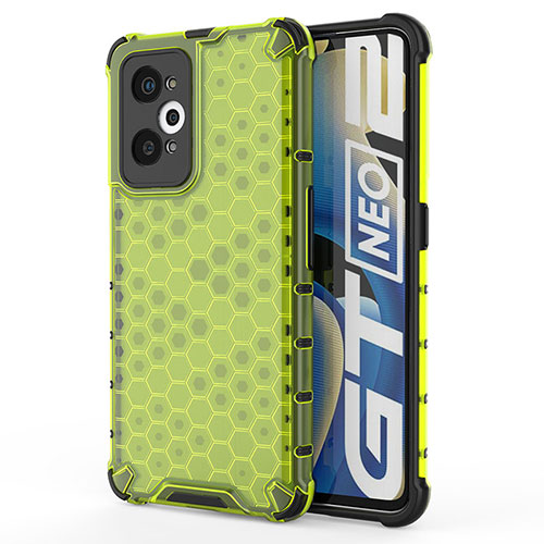 Silicone Transparent Frame Case Cover 360 Degrees AM3 for Realme GT Neo 3T 5G Green