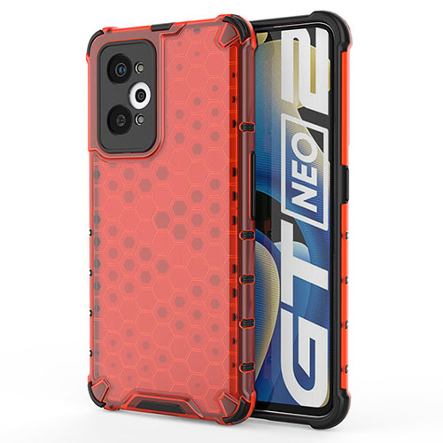 Silicone Transparent Frame Case Cover 360 Degrees AM3 for Realme GT Neo 3T 5G Red