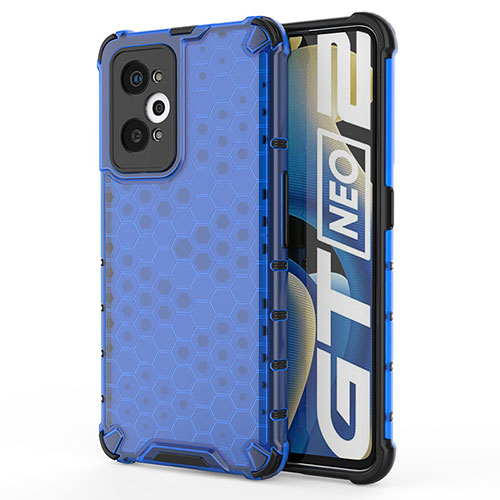 Silicone Transparent Frame Case Cover 360 Degrees AM3 for Realme GT Neo2 5G Blue