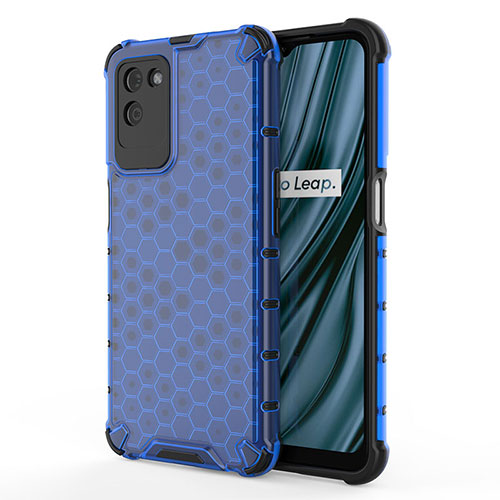 Silicone Transparent Frame Case Cover 360 Degrees AM3 for Realme V11 5G Blue