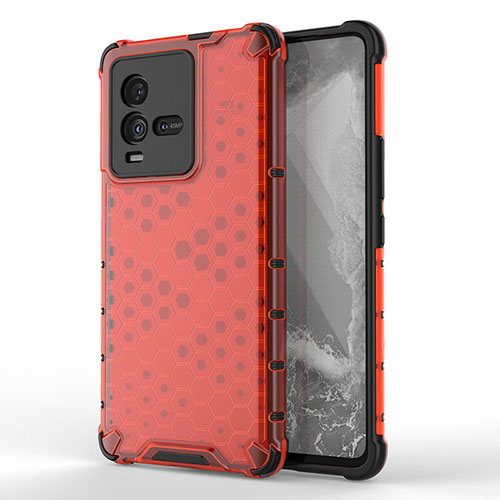 Silicone Transparent Frame Case Cover 360 Degrees AM3 for Vivo iQOO 10 5G Red