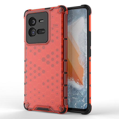 Silicone Transparent Frame Case Cover 360 Degrees AM3 for Vivo iQOO 10 Pro 5G Red