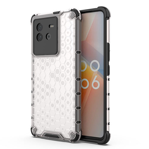 Silicone Transparent Frame Case Cover 360 Degrees AM3 for Vivo iQOO Neo6 5G White