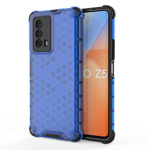 Silicone Transparent Frame Case Cover 360 Degrees AM3 for Vivo iQOO Z5 5G Blue