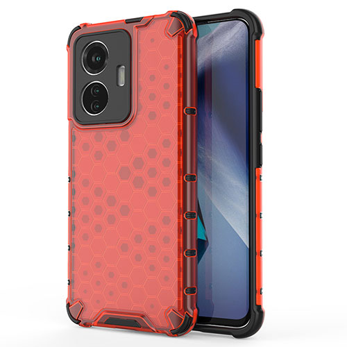 Silicone Transparent Frame Case Cover 360 Degrees AM3 for Vivo T1 4G Red